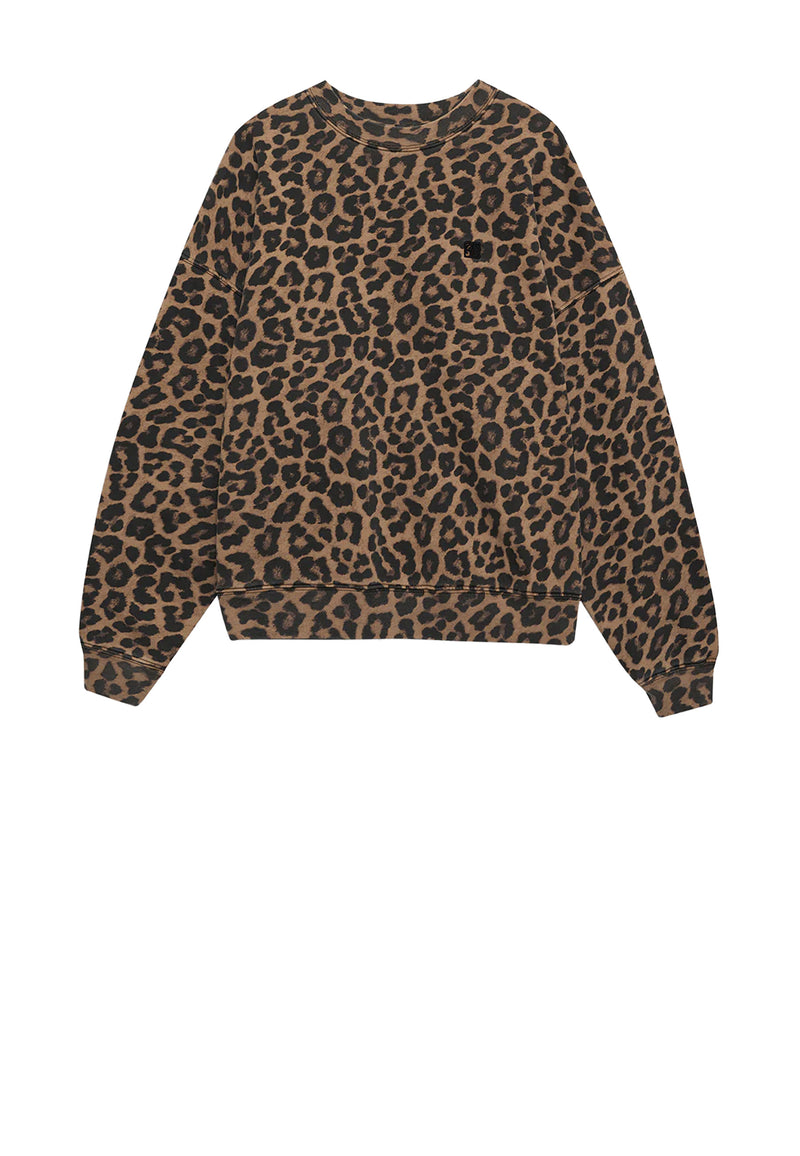 Miles Sweatshirt | Black Brown Leopard