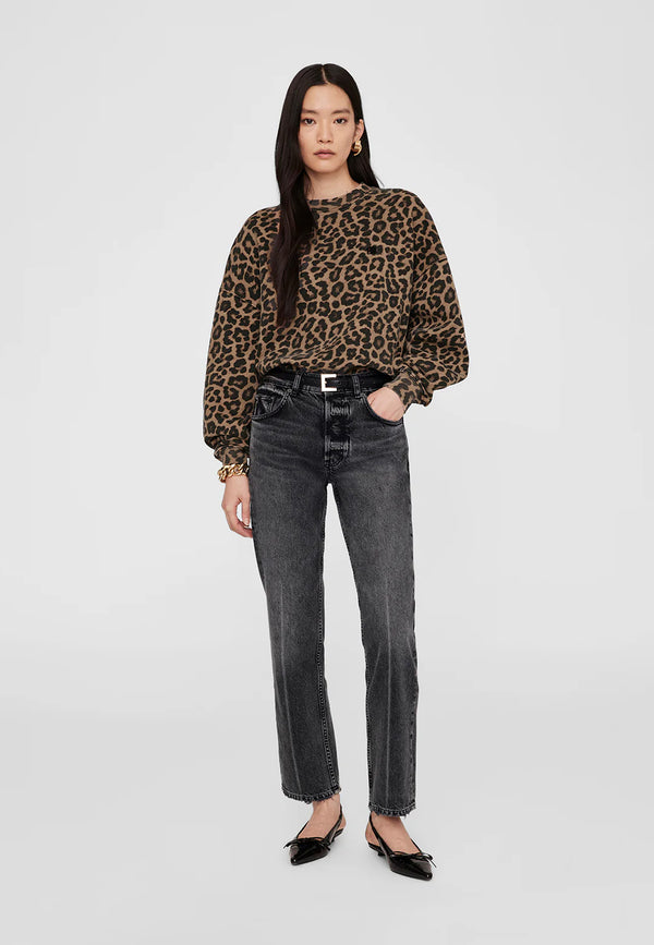 Miles Sweatshirt | Black Brown Leopard