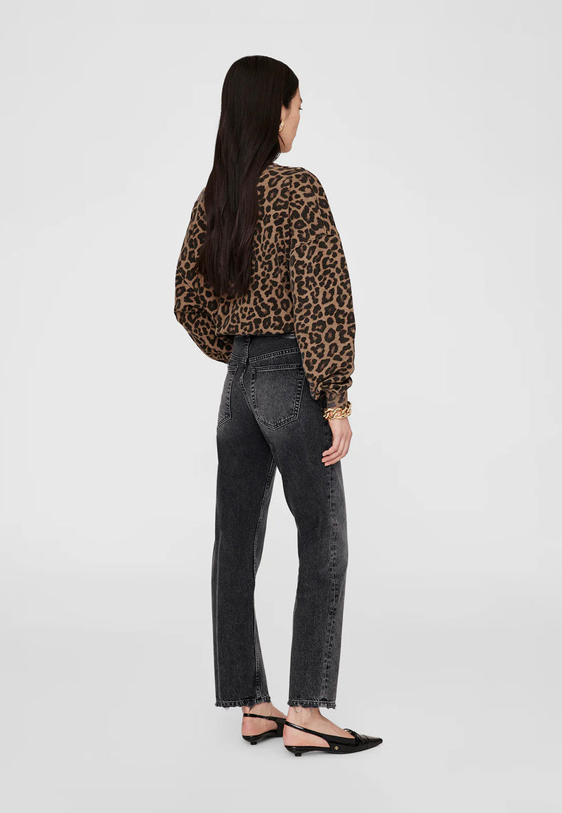 Miles Sweatshirt | Black Brown Leopard