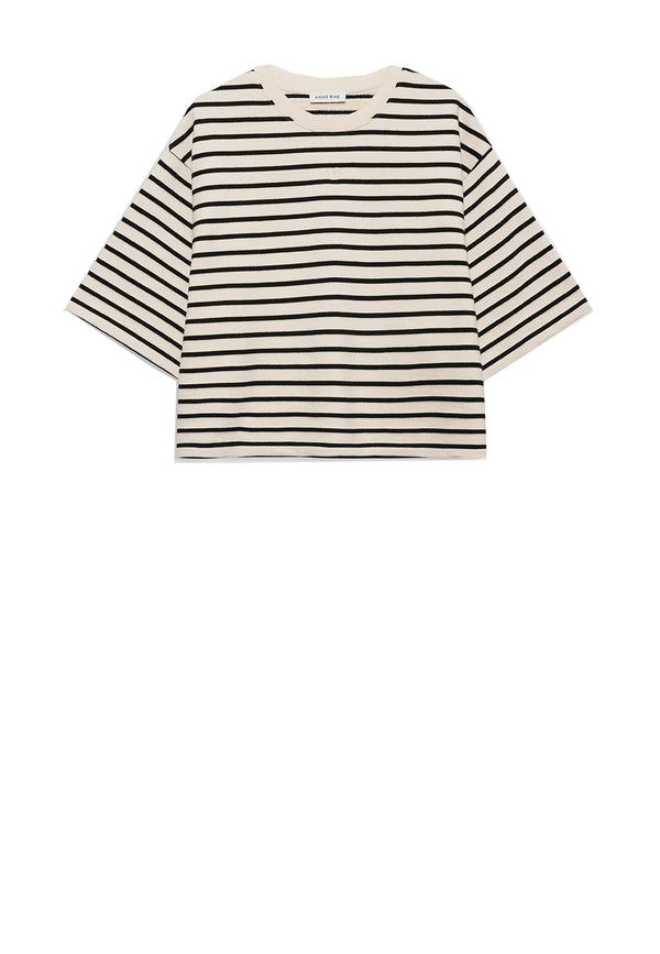 Myers Cropped T-Shirt | Black Stripe French Terry