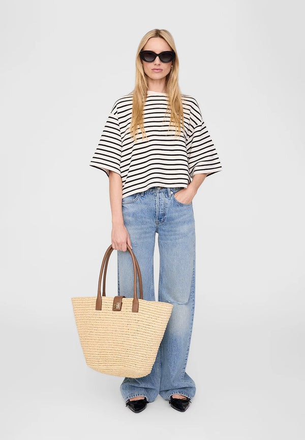 Myers Cropped T-Shirt | Black Stripe French Terry