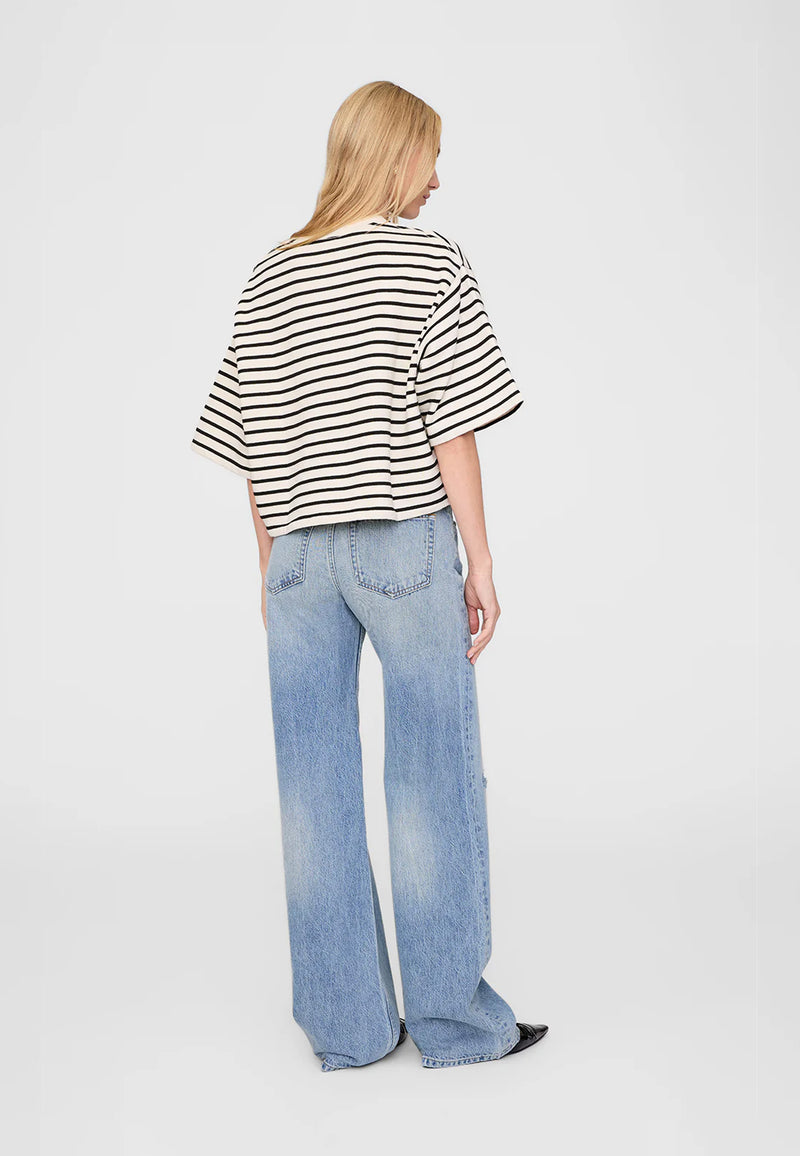 Myers Cropped T-Shirt | Black Stripe French Terry