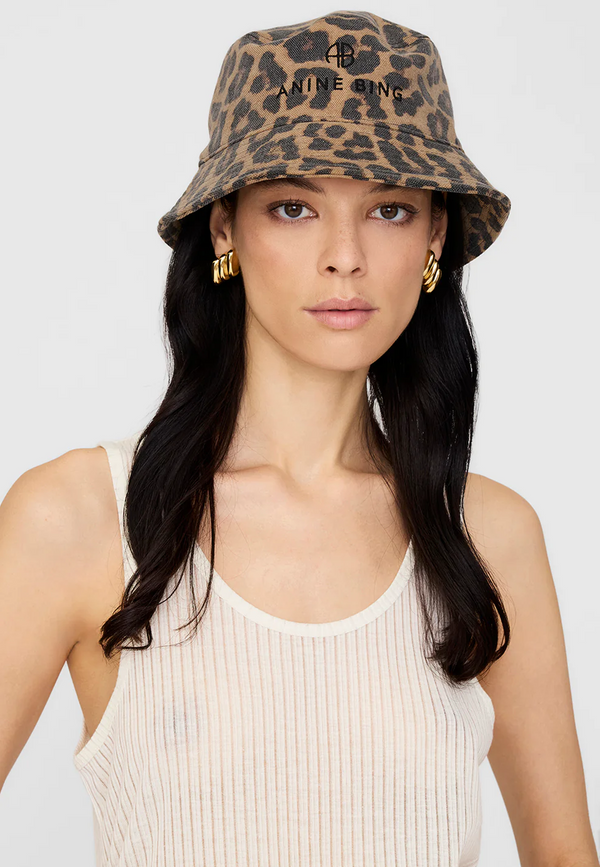 Nicks Bucket Hat | Black Brown Leopard