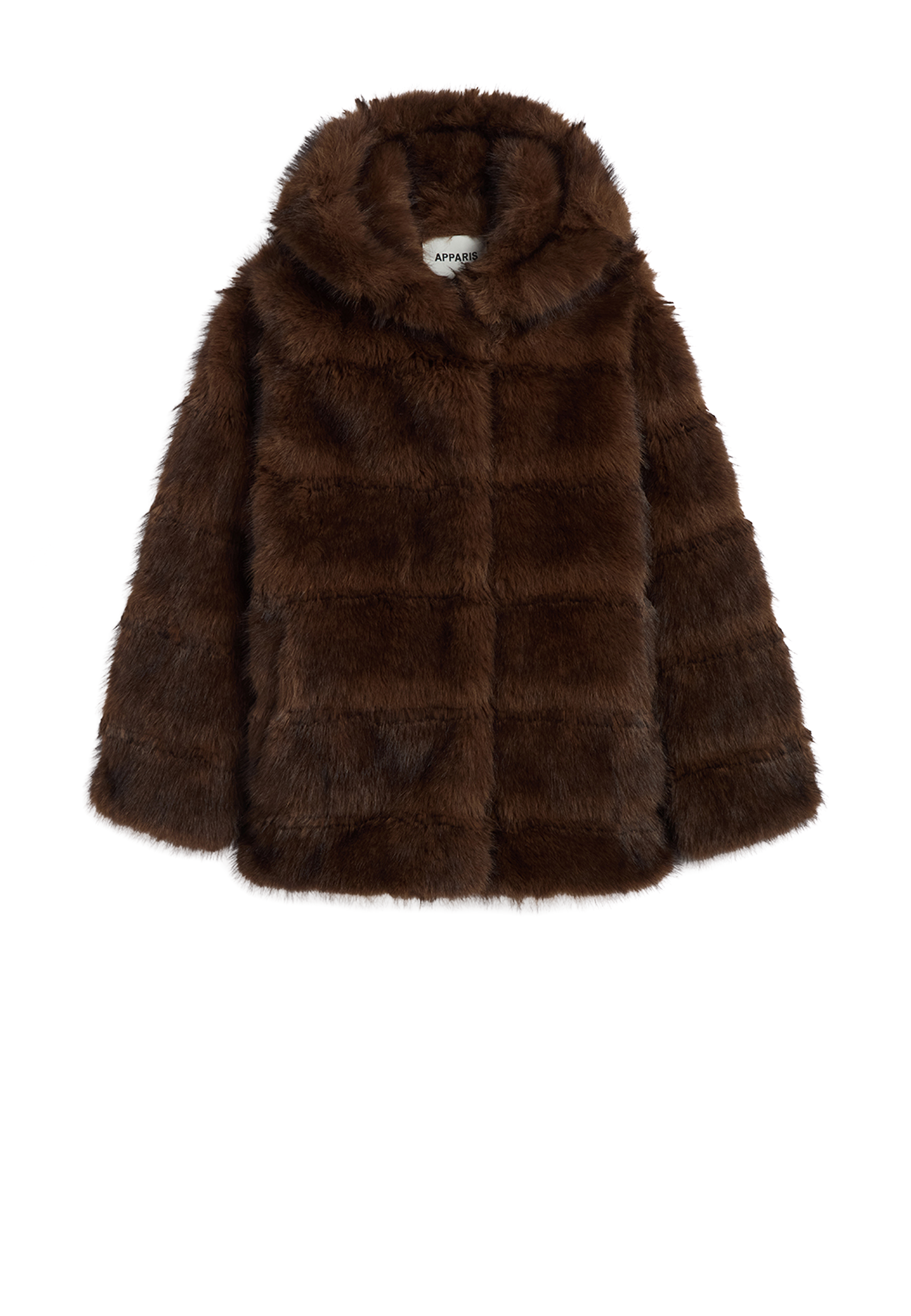 Cel Hooded Faux Fur Kurzmantel | Brown Mink