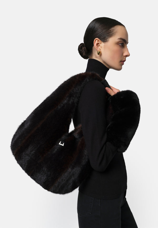 Colette Fake Fur Tasche | Noir Shaved Mink