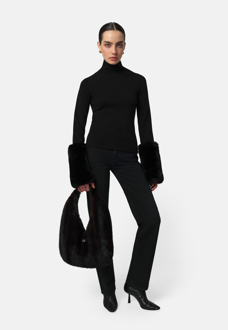 Colette Fake Fur Tasche | Noir Shaved Mink
