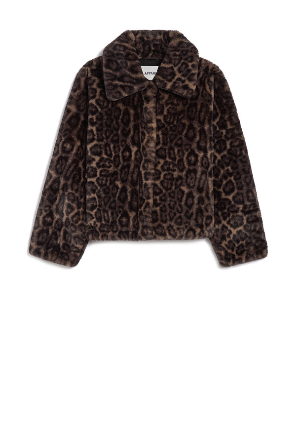 Elis Fake Fur Jacke | Dark Leopard