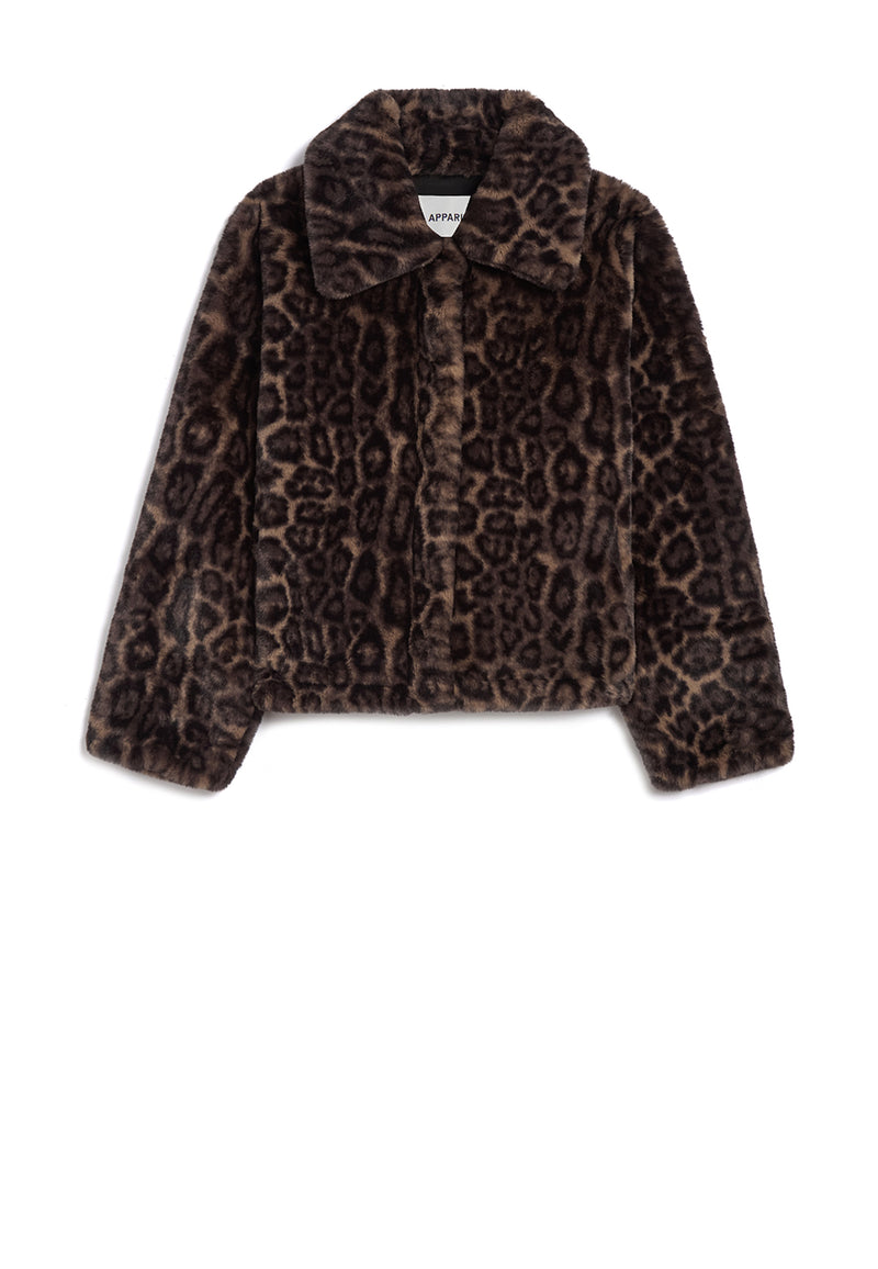 Elis Fake Fur Jacke | Dark Leopard