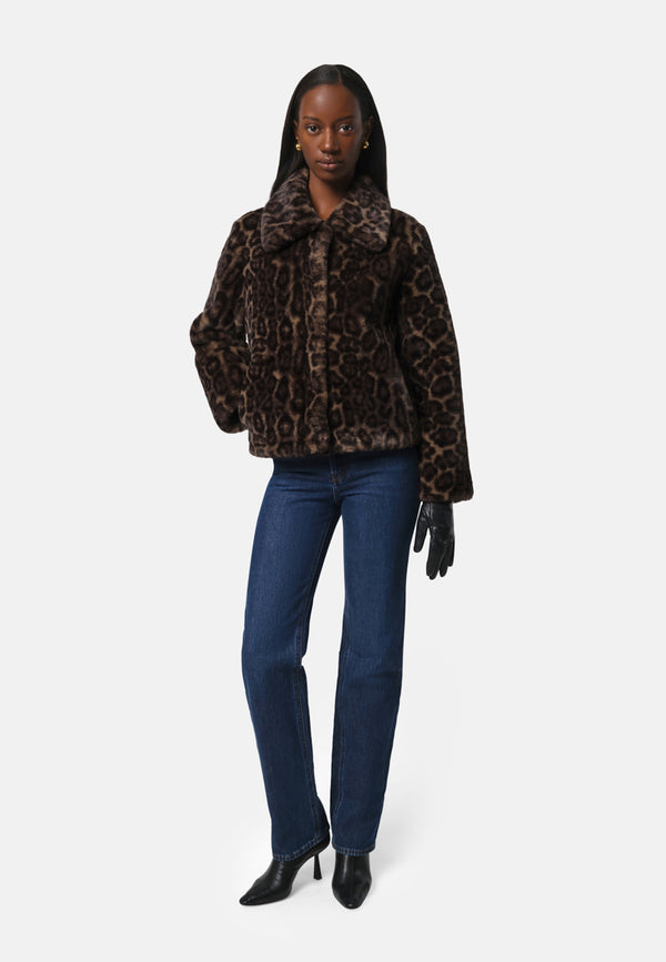 Elis Fake Fur Jacke | Dark Leopard