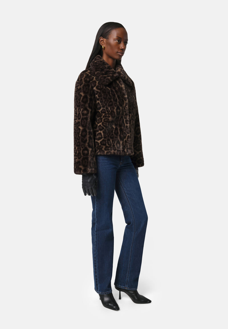Elis Fake Fur Jacke | Dark Leopard