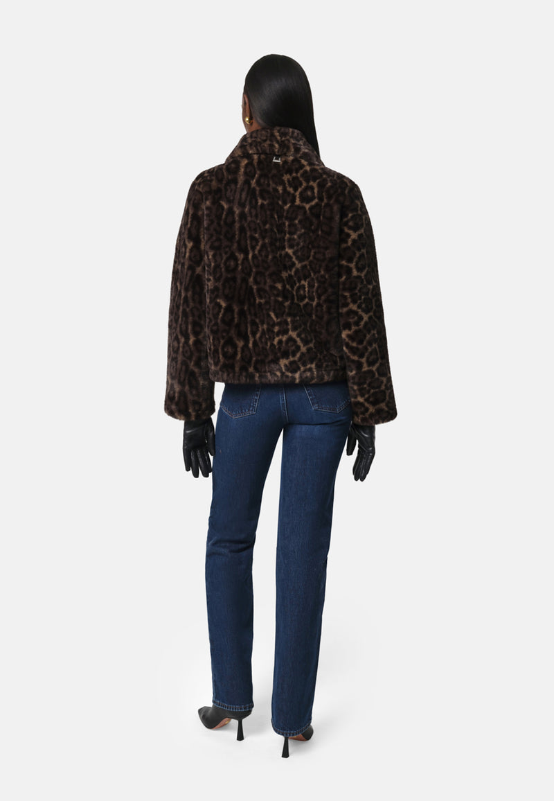 Elis Fake Fur Jacke | Dark Leopard