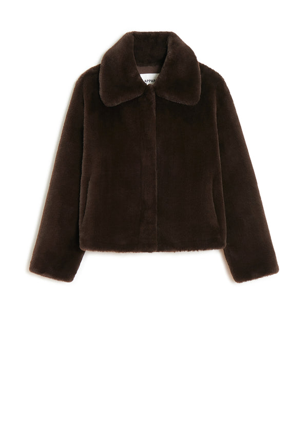 Elis Fake Fur Jacke | Espresso