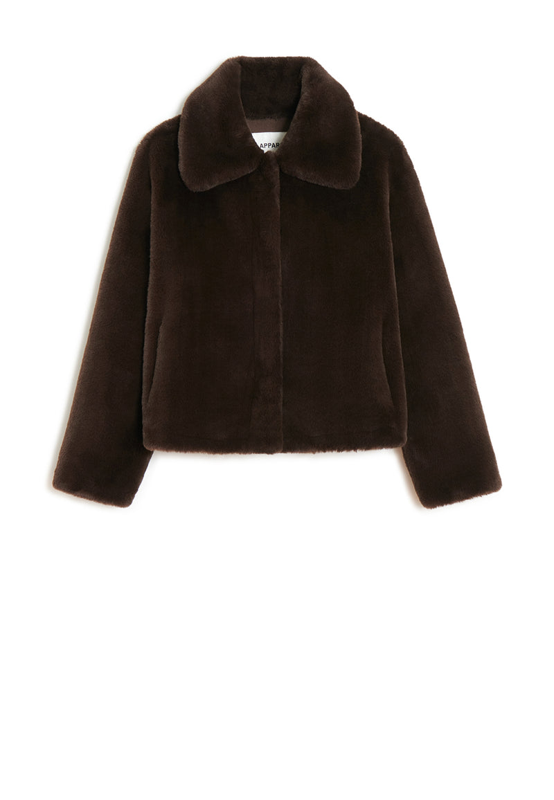 Elis Fake Fur Jacke | Espresso