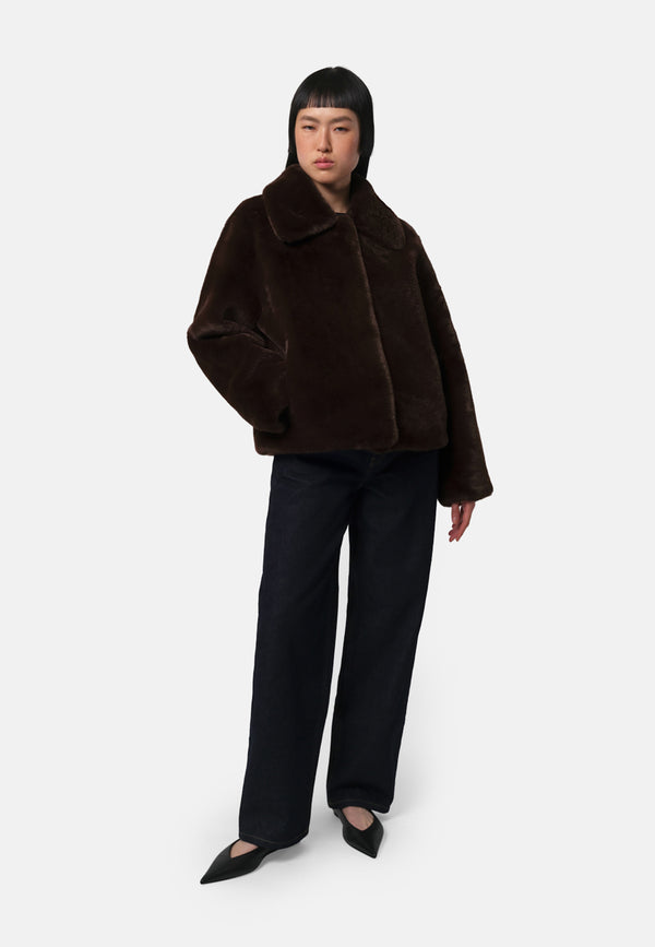 Elis Fake Fur Jacke | Espresso