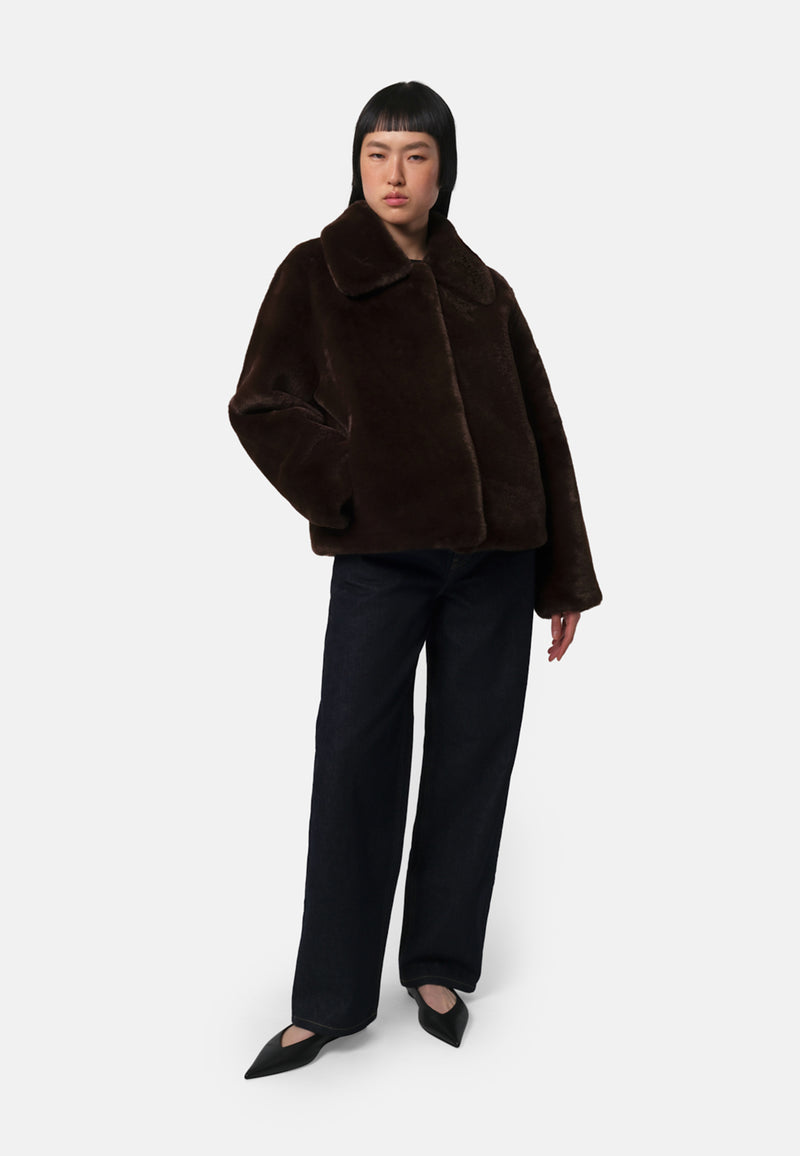 Elis Fake Fur Jacke | Espresso