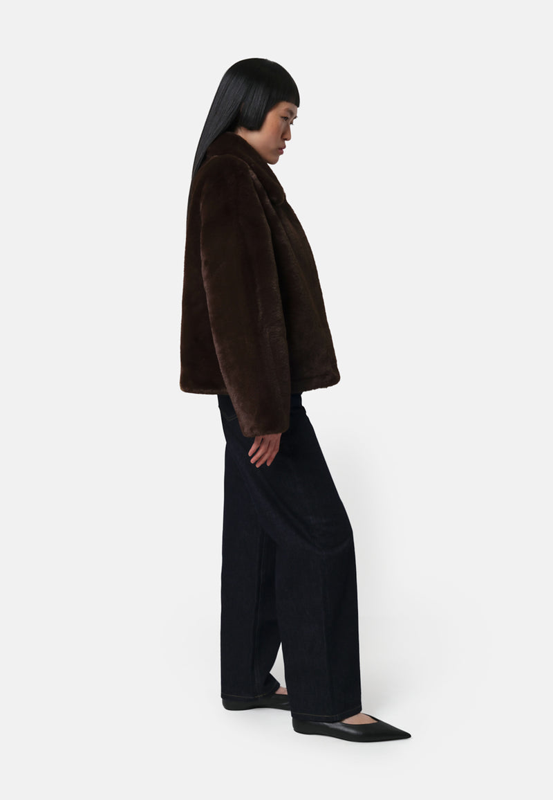 Elis Fake Fur Jacke | Espresso