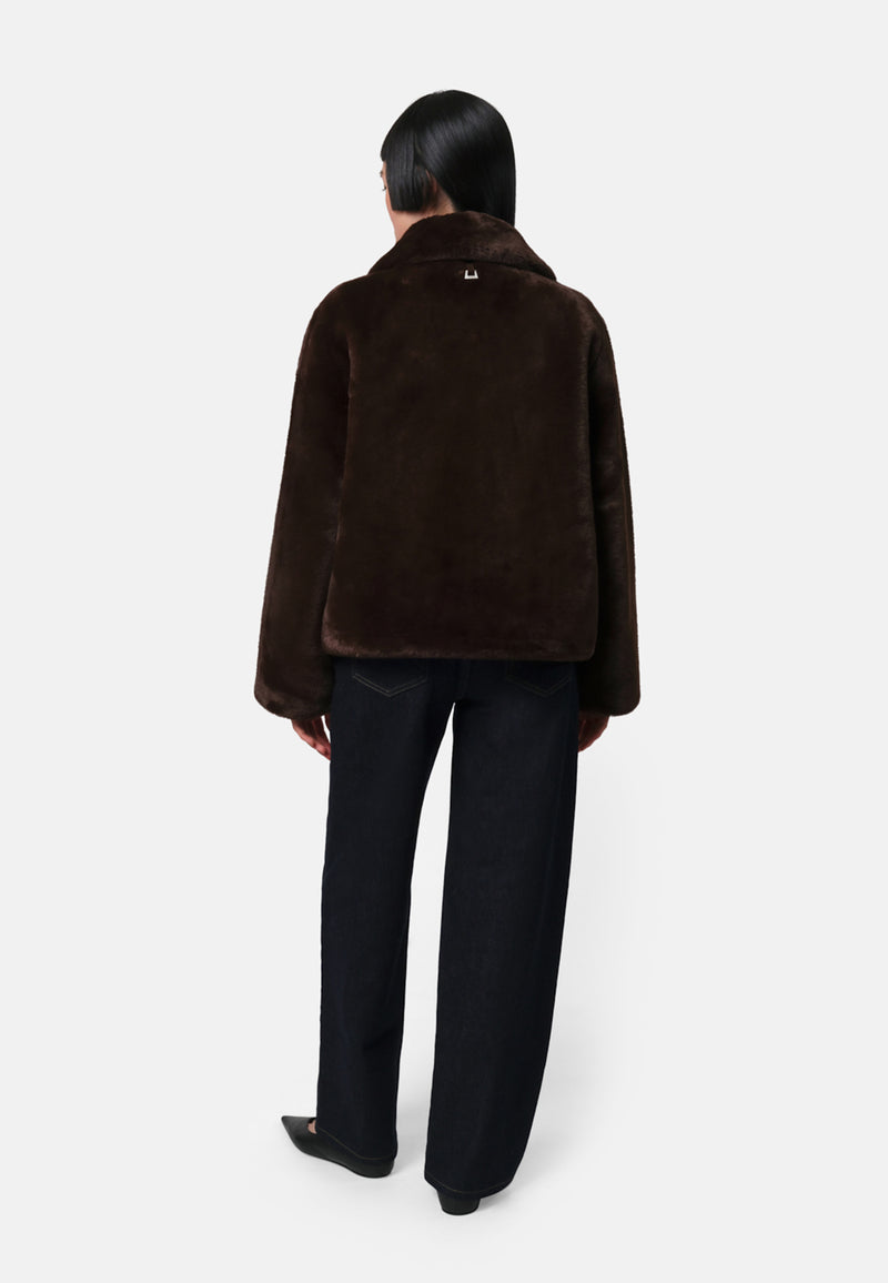 Elis Fake Fur Jacke | Espresso