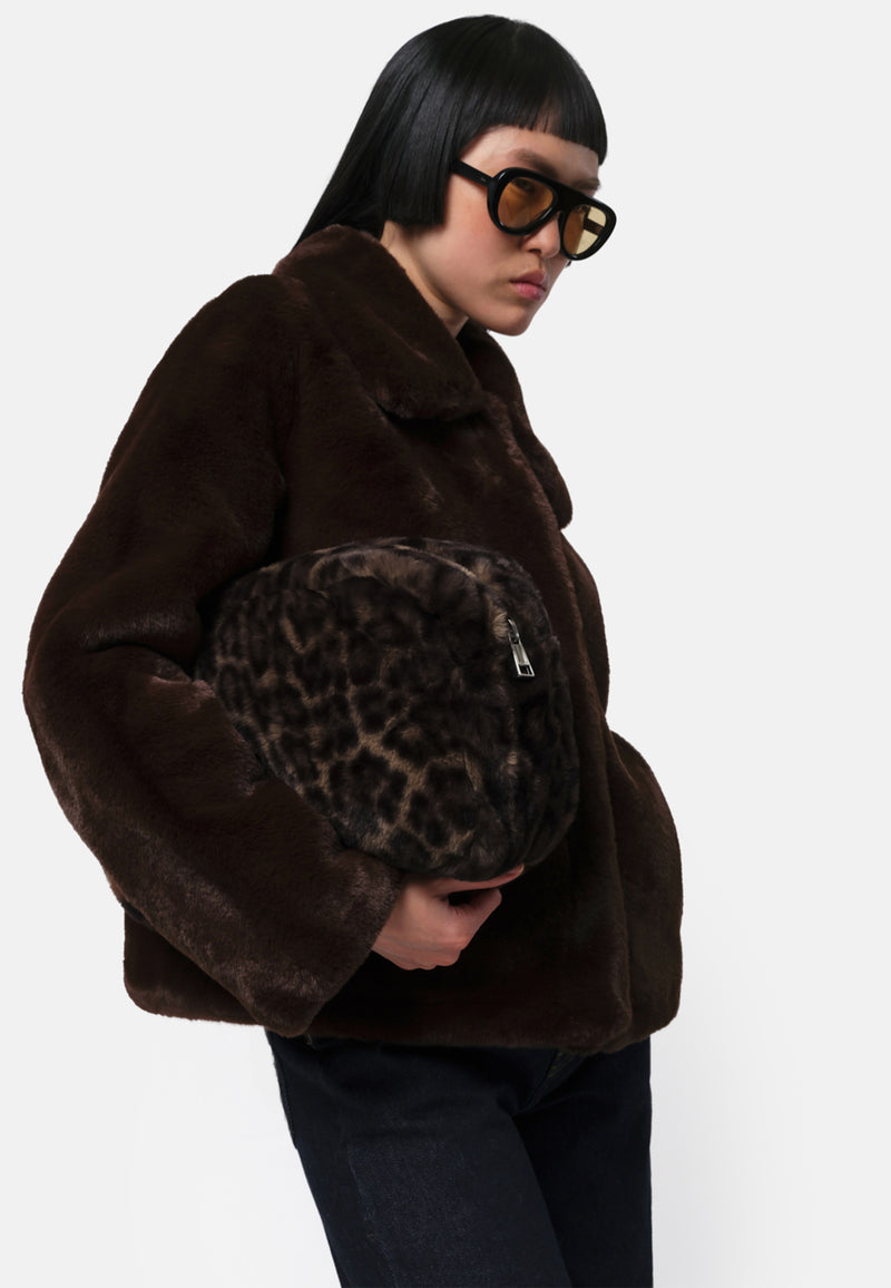 Elis Fake Fur Jacke | Espresso