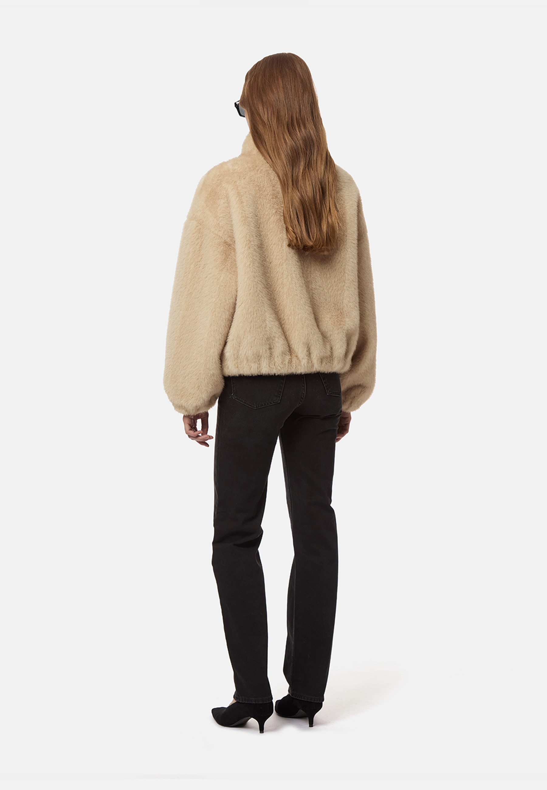 Iris Faux Fur Bomberjacke | Latte Shaved Mink