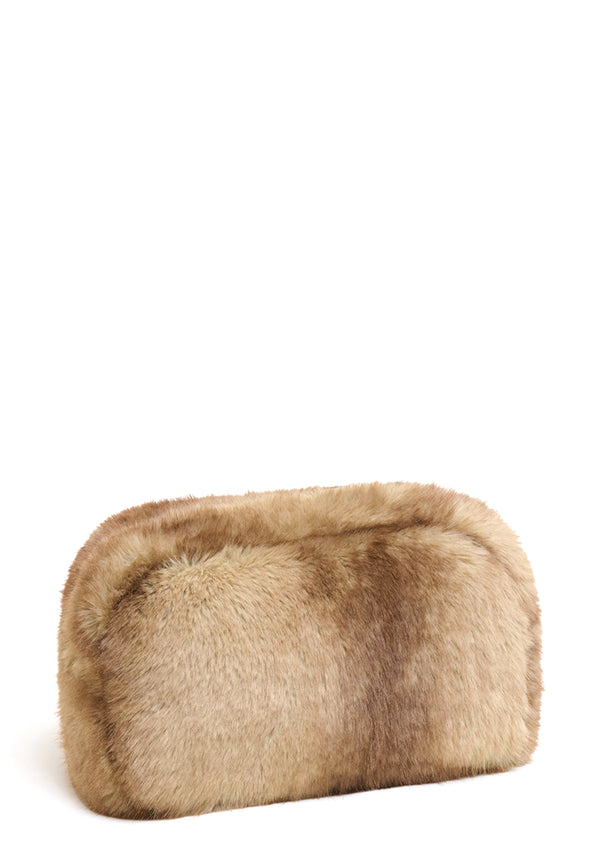 Jumbo Fake Fur Clutch | Blonde Mink