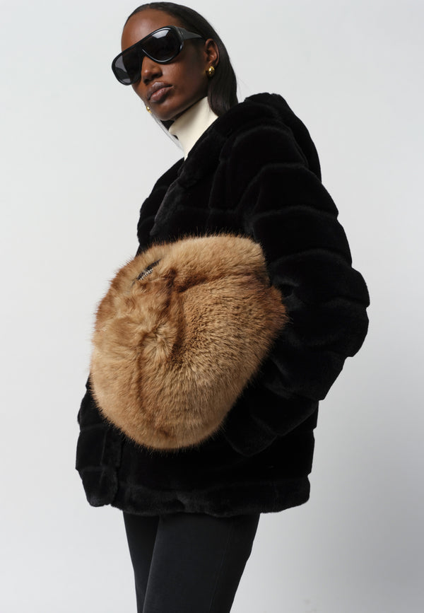 Jumbo Fake Fur Clutch | Blonde Mink