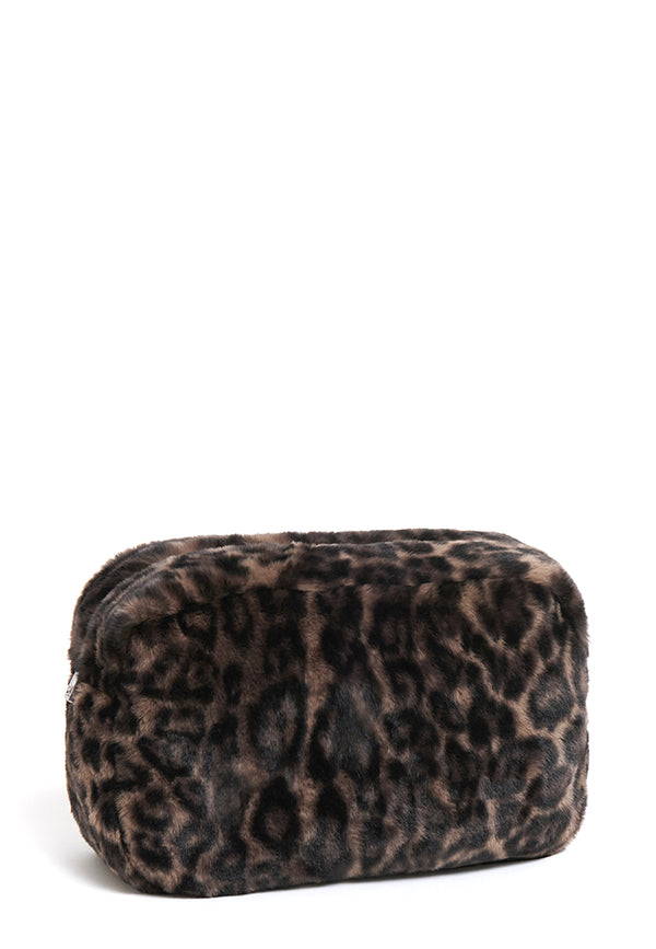 Jumbo Fake Fur Clutch | Dark Leopard