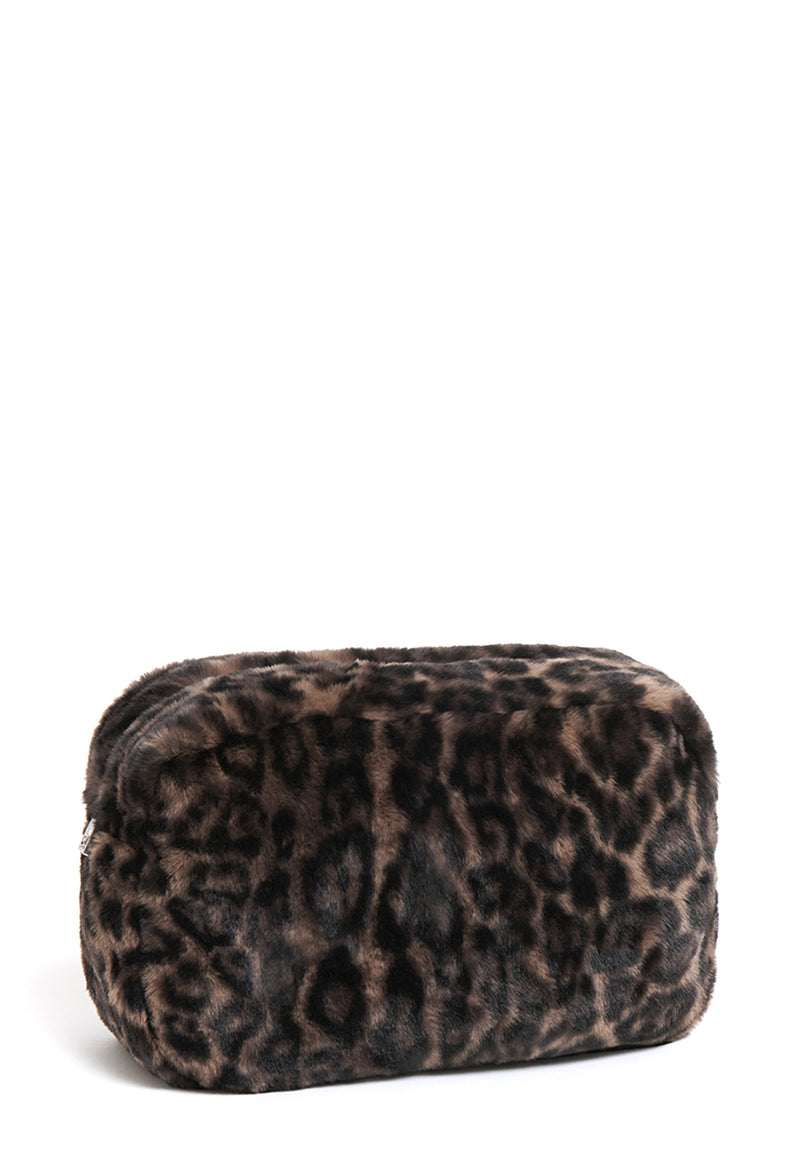 Jumbo Fake Fur Clutch | Dark Leopard
