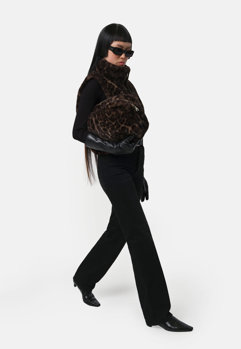 Jumbo Fake Fur Clutch | Dark Leopard