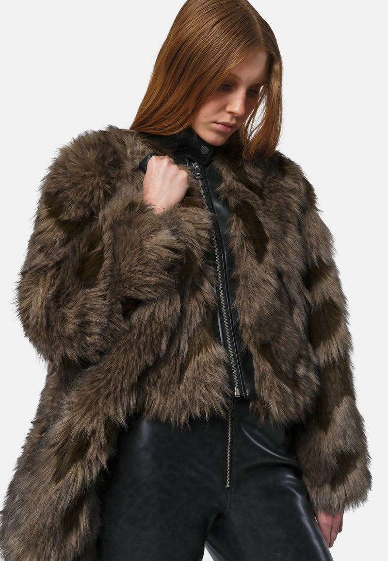 Lillet Fake Fur Jacke | Patchwork Cedar