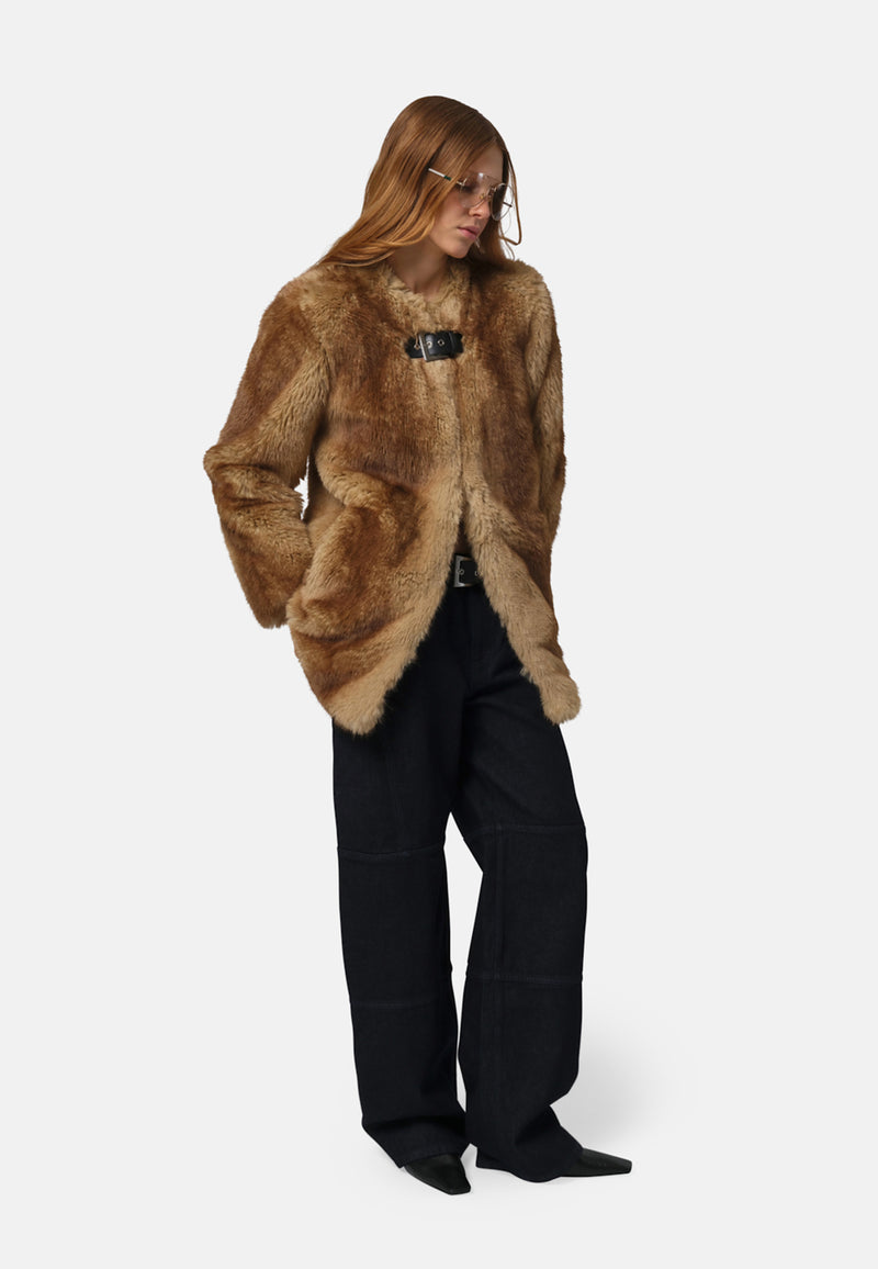 Petra Fake Fur Mantel | Blonde Mink