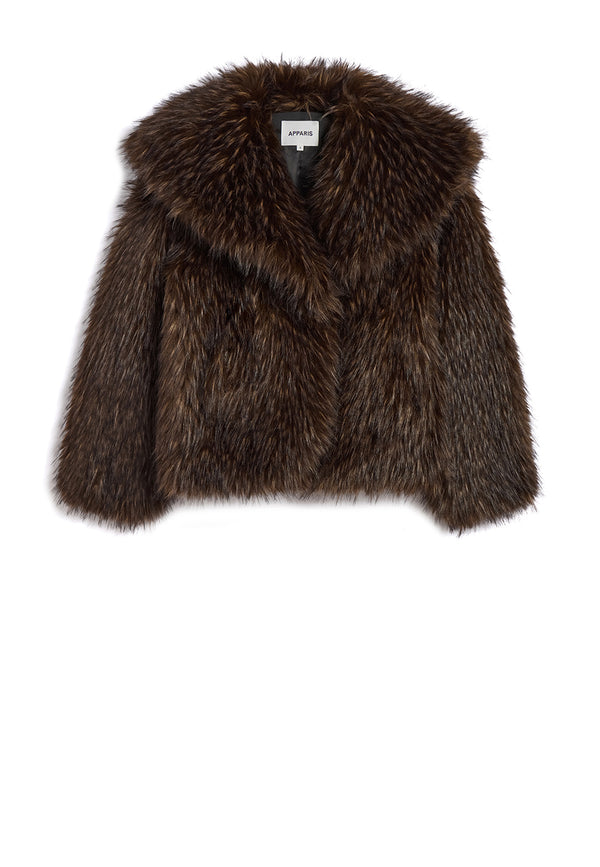 Yara Fake Fur Jacke | Dark Brown Fox