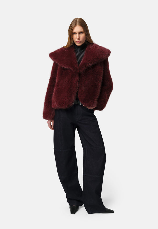 Yara Fake Fur Jacke | Merlot Sable