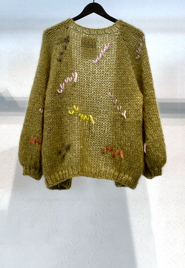 Paulette Mohair Seide Cardigan | Bronze Green