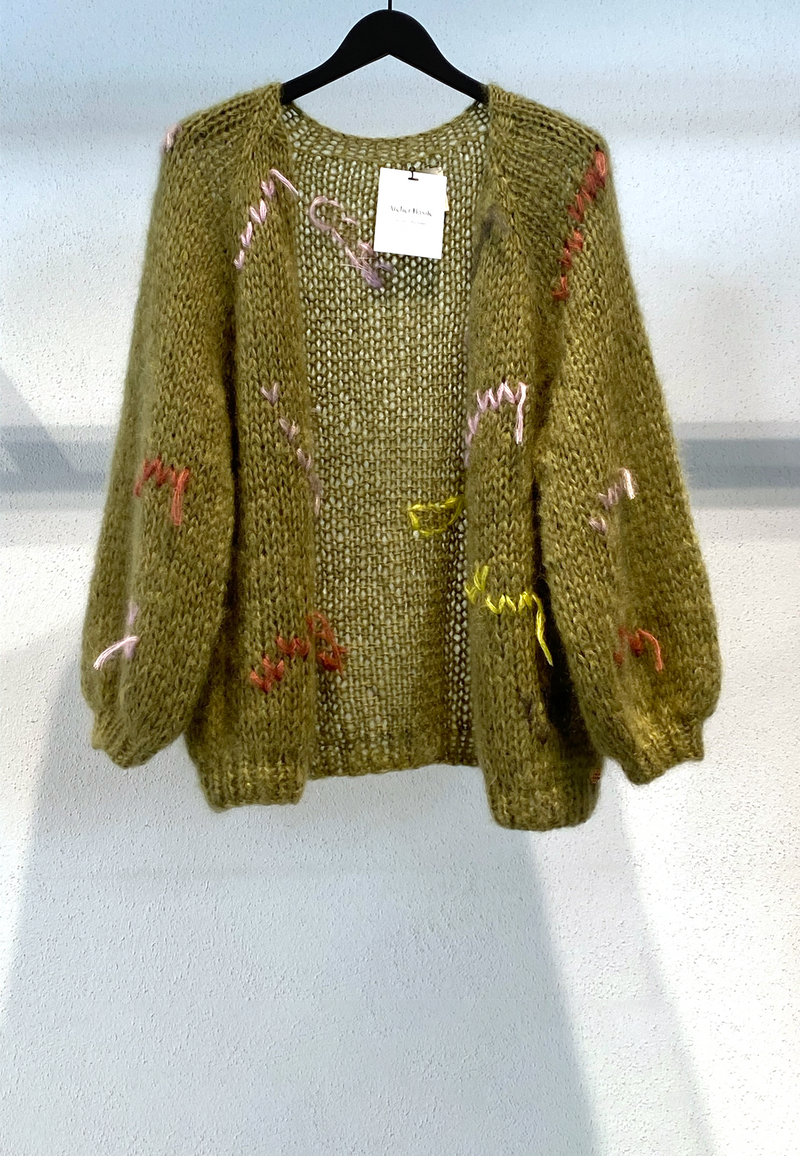Paulette Mohair Seide Cardigan | Bronze Green