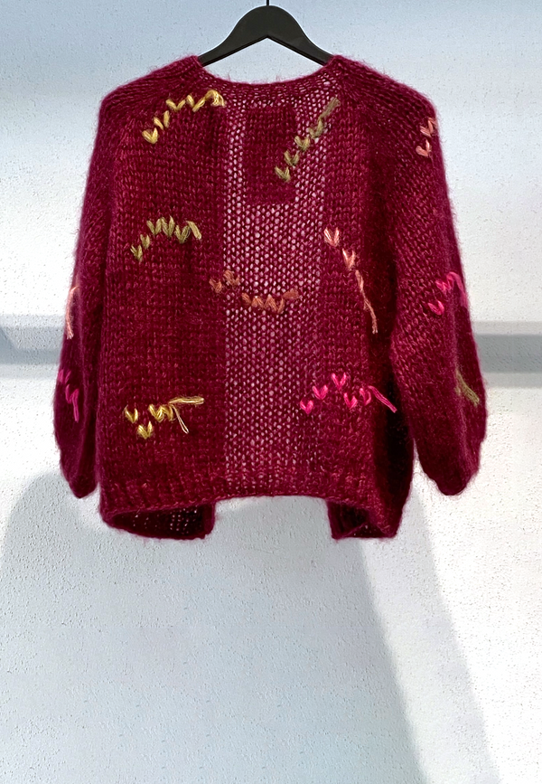 Paulette Mohair Seide Cardigan | Burgundy