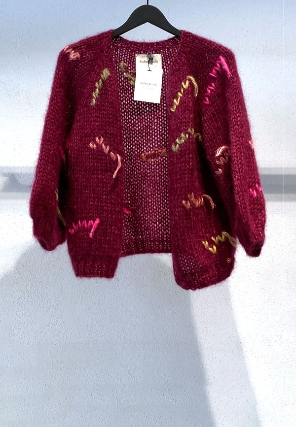 Paulette Mohair Seide Cardigan | Burgundy