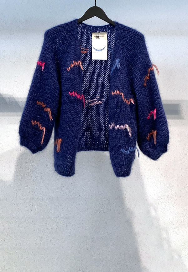 Paulette Mohair Seide Cardigan | Navy Blue