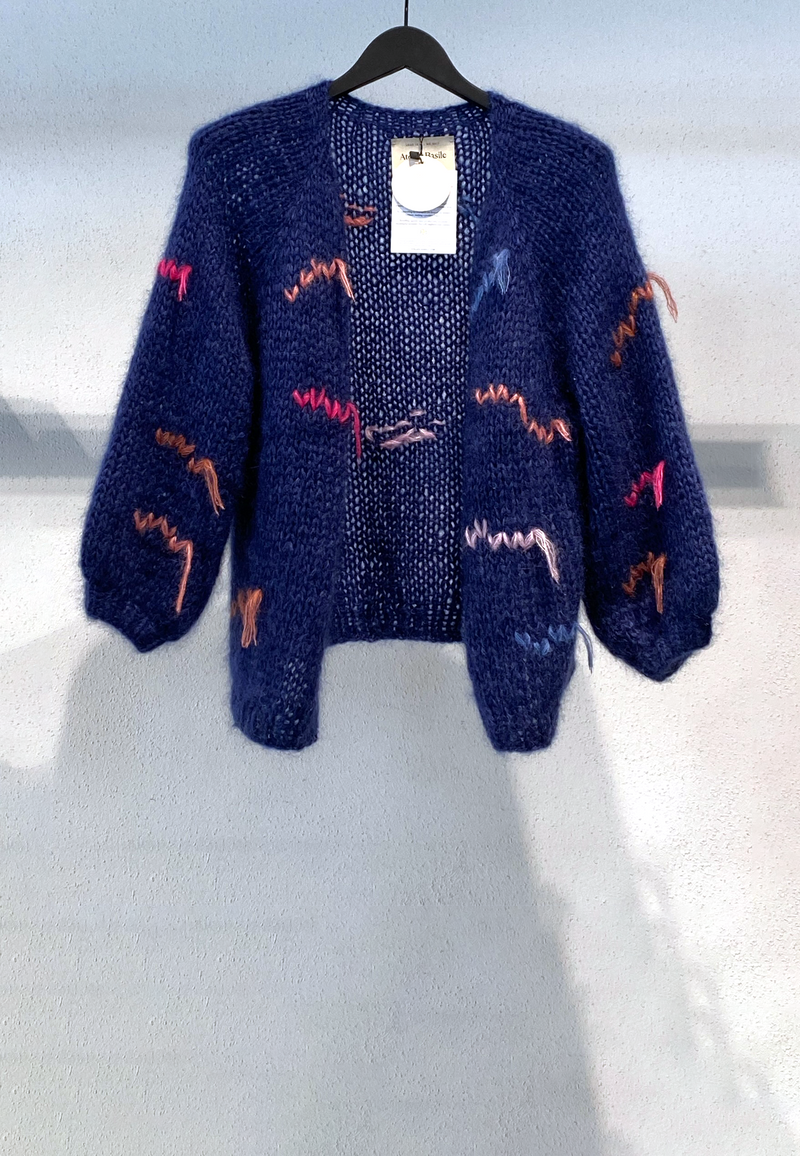 Paulette Mohair Seide Cardigan | Navy Blue