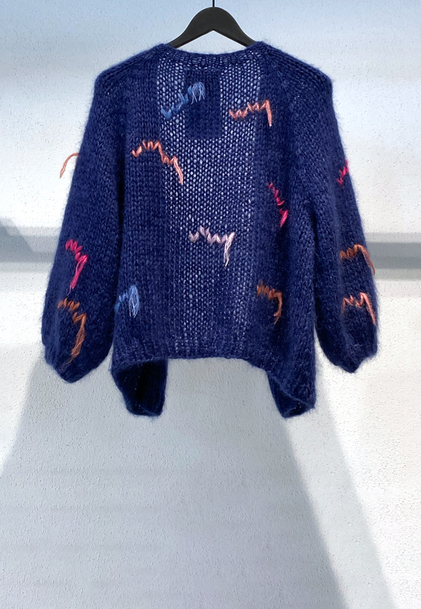 Paulette Mohair Seide Cardigan | Navy Blue