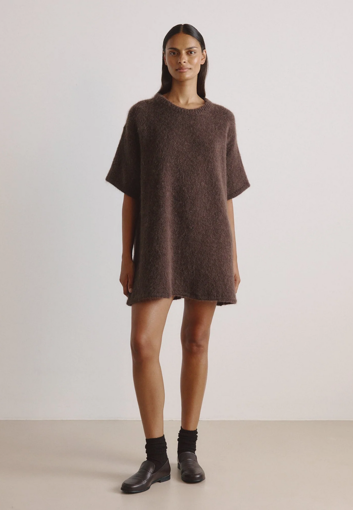 Harry Alpaka T-Shirt Kleid | Chocolate