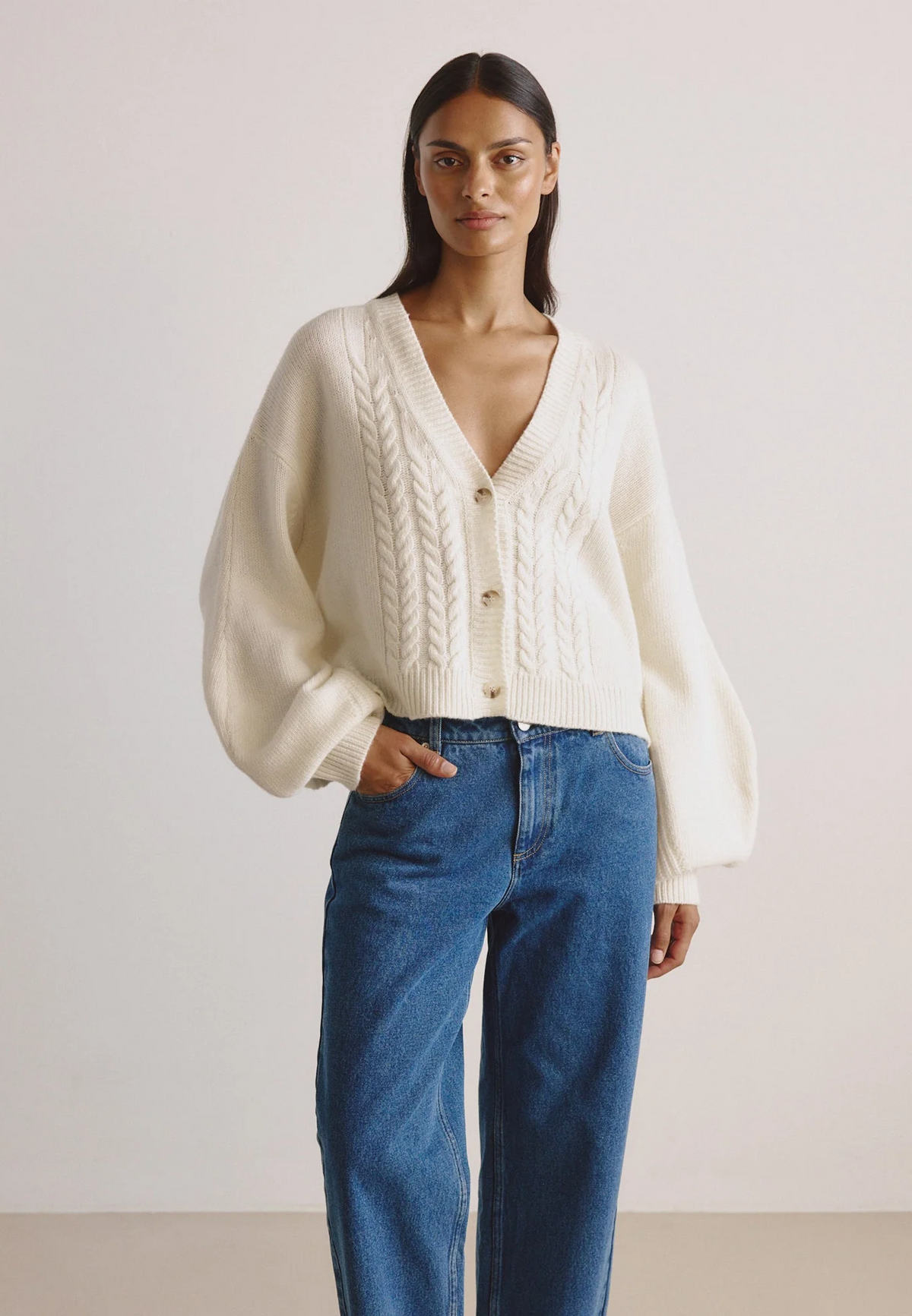 Karla Merino Cardigan | Ecru