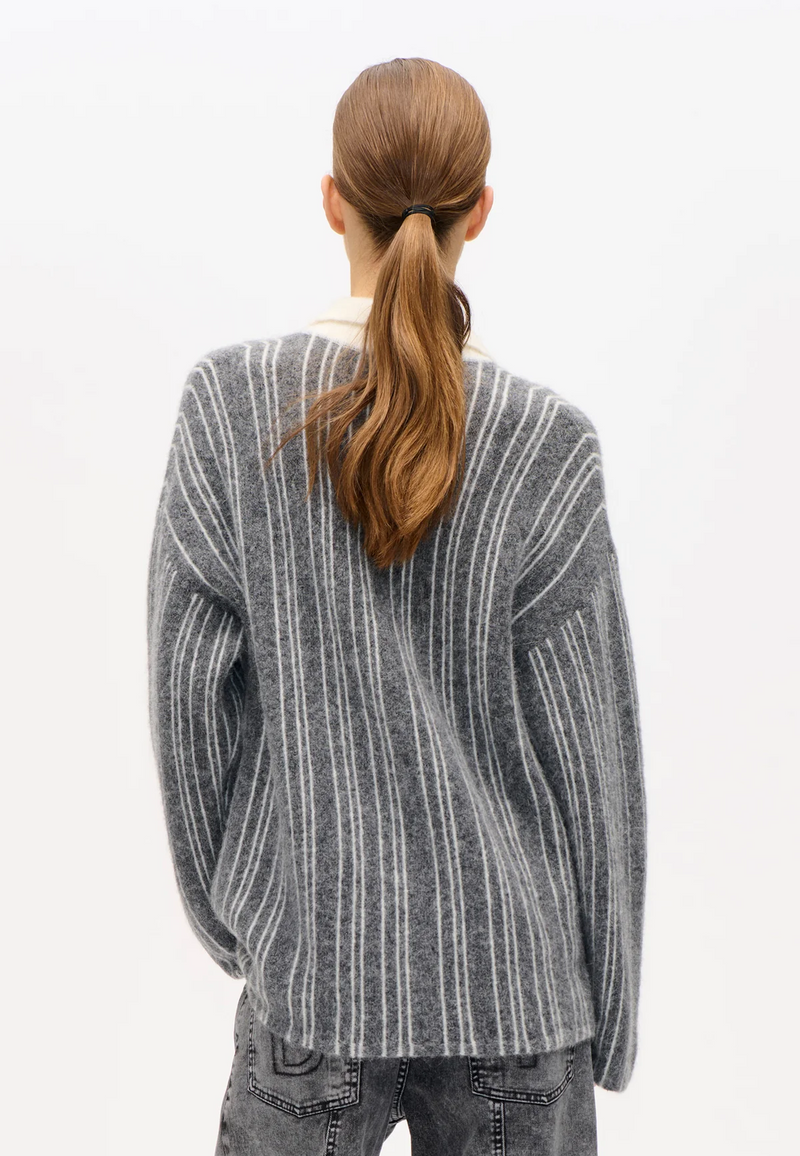 Carlota Strick Poloshirt | Thunder Grey Stripe