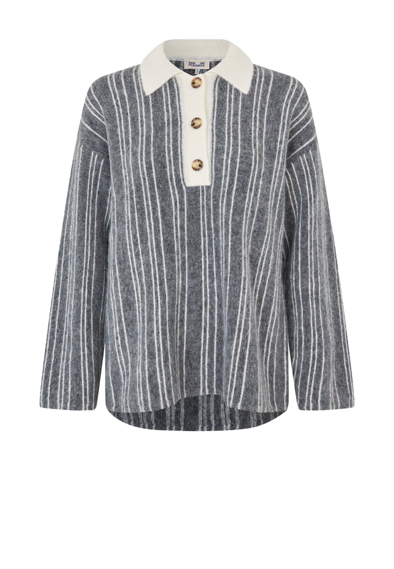 Carlota Strick Poloshirt | Thunder Grey Stripe