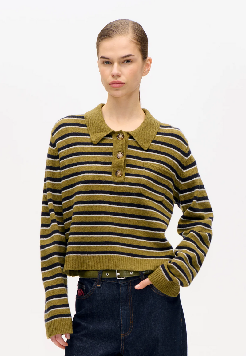 Cori Strick Poloshirt | Ivy Green Stripe