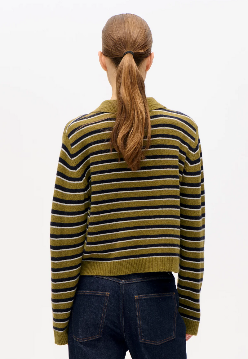 Cori Strick Poloshirt | Ivy Green Stripe