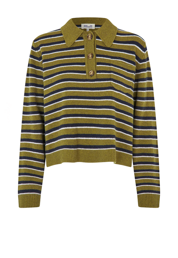 Cori Strick Poloshirt | Ivy Green Stripe