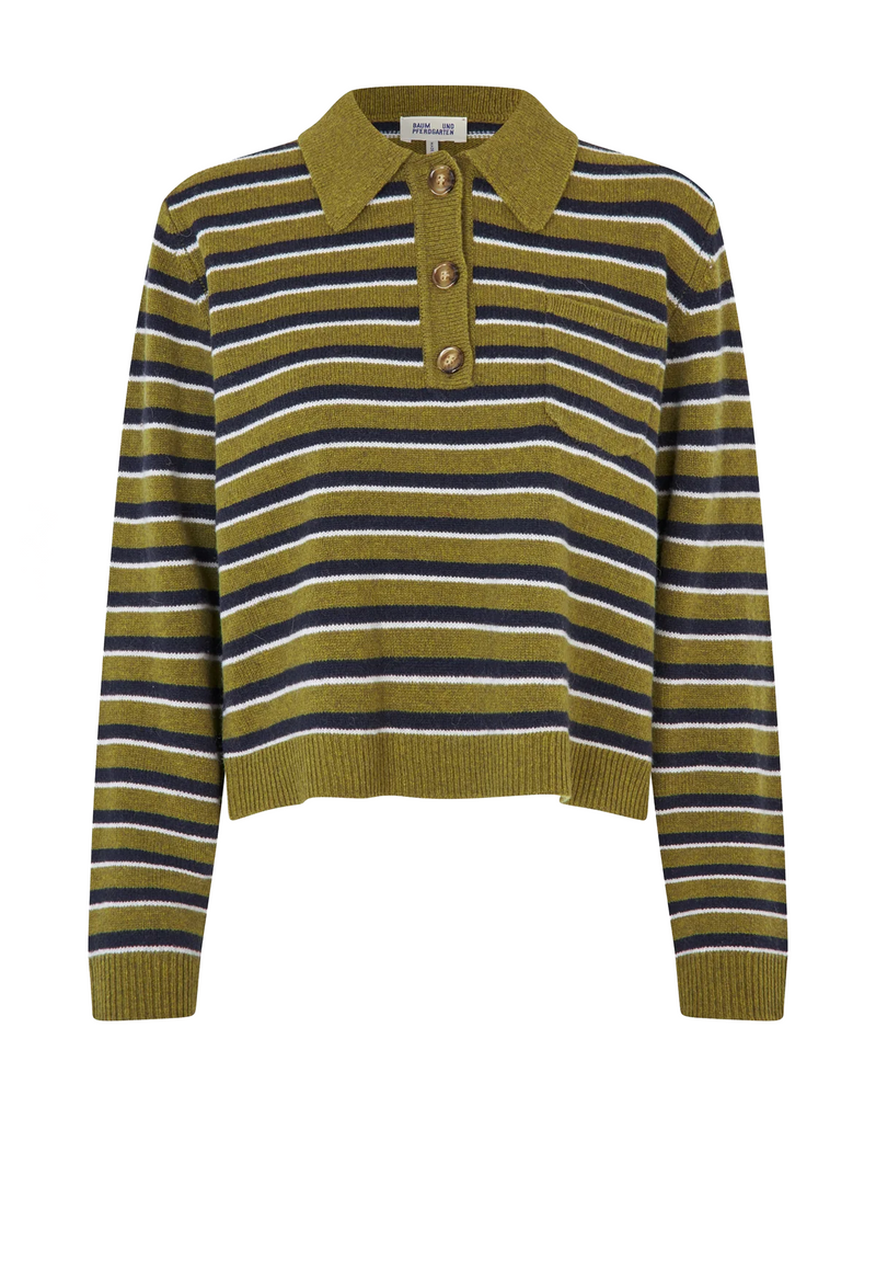 Cori Strick Poloshirt | Ivy Green Stripe