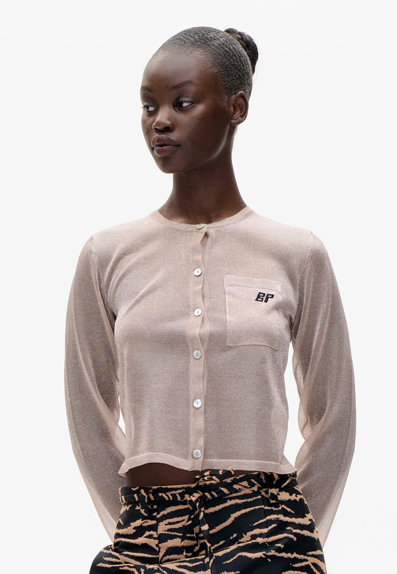 Crisje Transparenz Cardigan | Warm Taupe