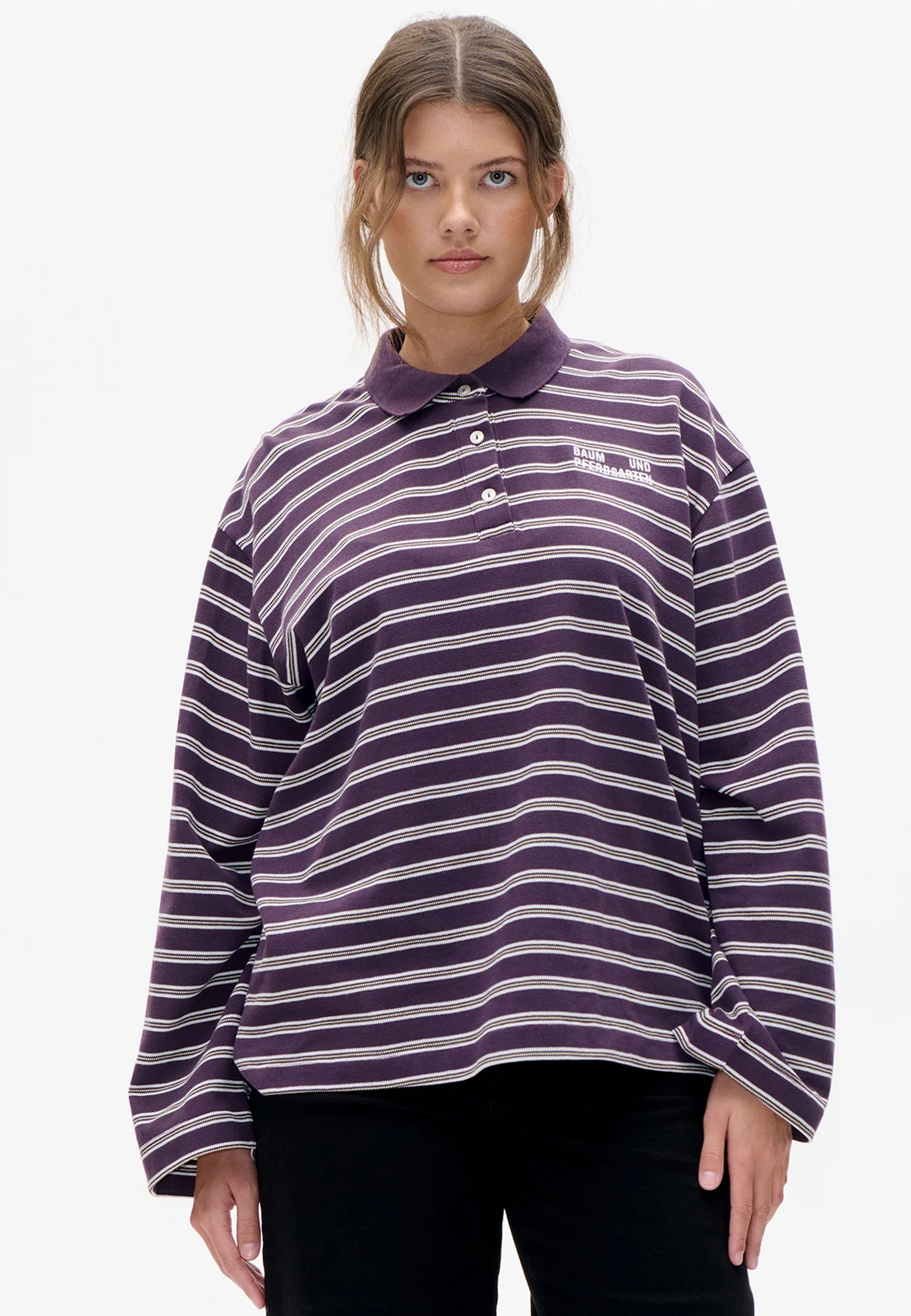 Baum und Pferdgarten | Jeanne Polo-Shirt | Plum Stripe Baum und Pferdgarten | Jeanne Polo-Shirt | Plum Stripe