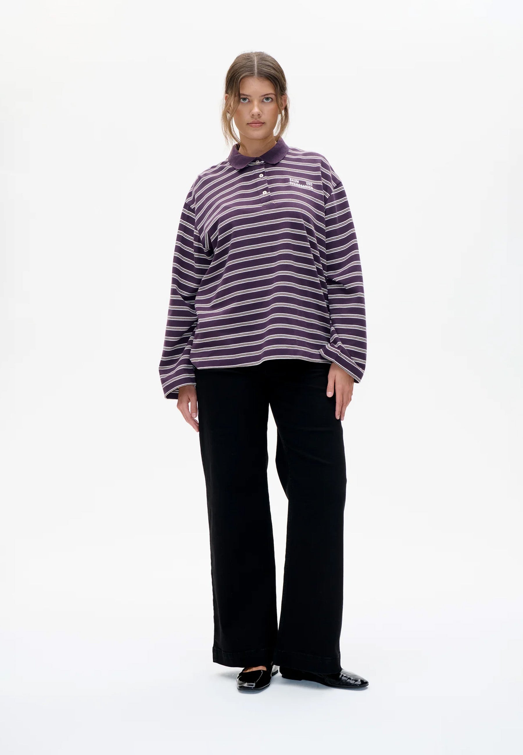 Baum und Pferdgarten | Jeanne Polo-Shirt | Plum Stripe